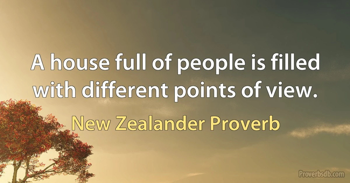 A house full of people is filled with different points of view. (New Zealander Proverb)