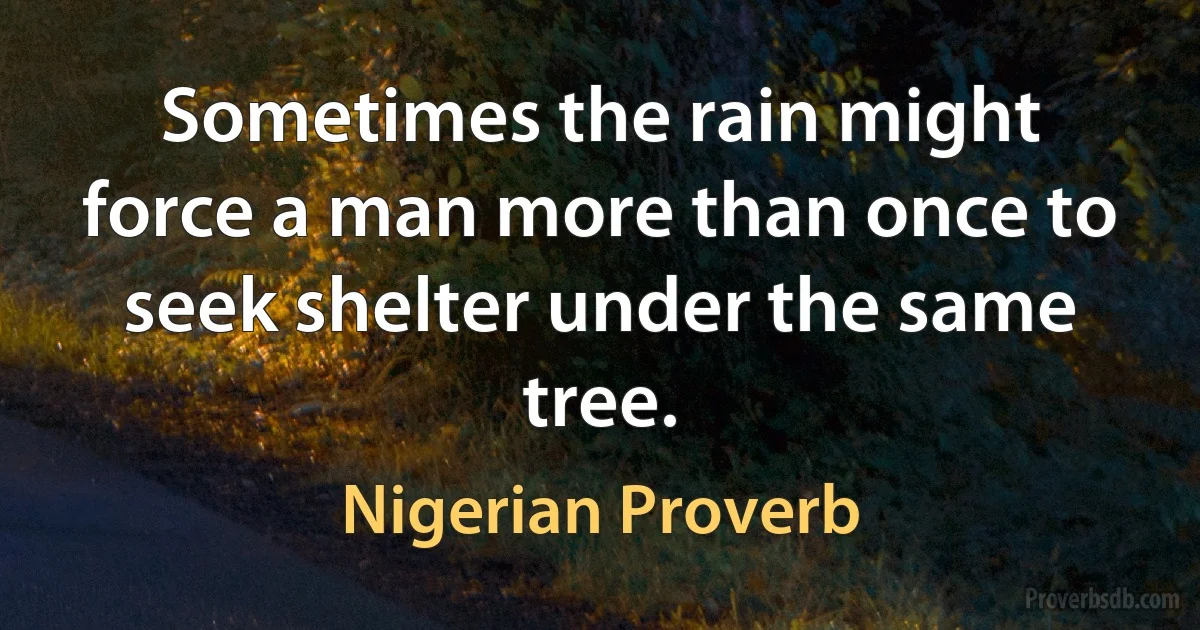 Sometimes the rain might force a man more than once to seek shelter under the same tree. (Nigerian Proverb)