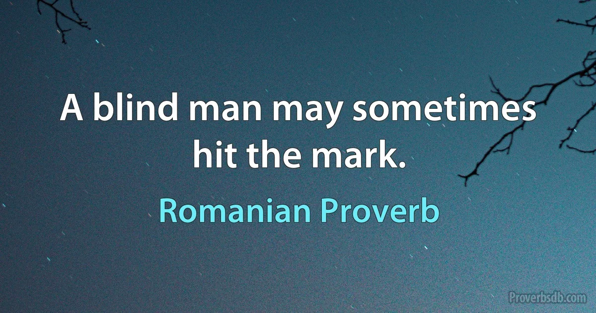 A blind man may sometimes hit the mark. (Romanian Proverb)