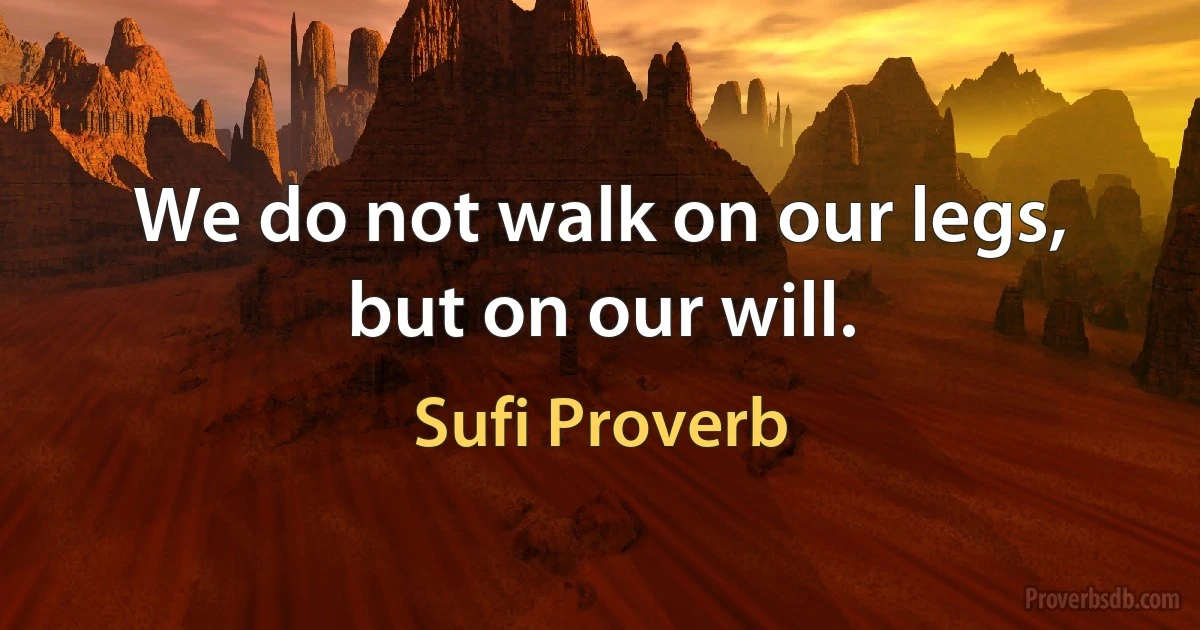 We do not walk on our legs, but on our will. (Sufi Proverb)