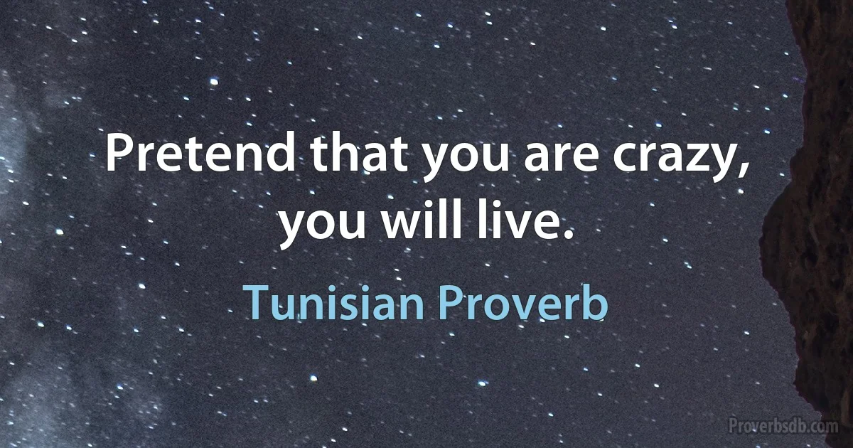 Pretend that you are crazy, you will live. (Tunisian Proverb)