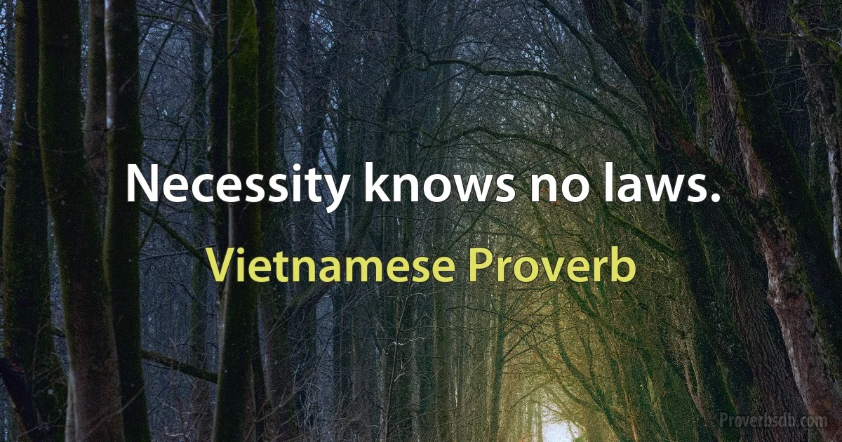 Necessity knows no laws. (Vietnamese Proverb)