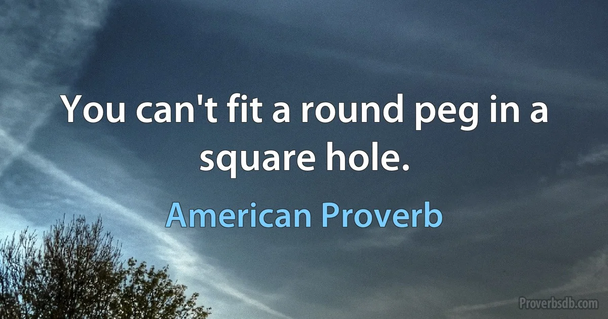 You can't fit a round peg in a square hole. (American Proverb)