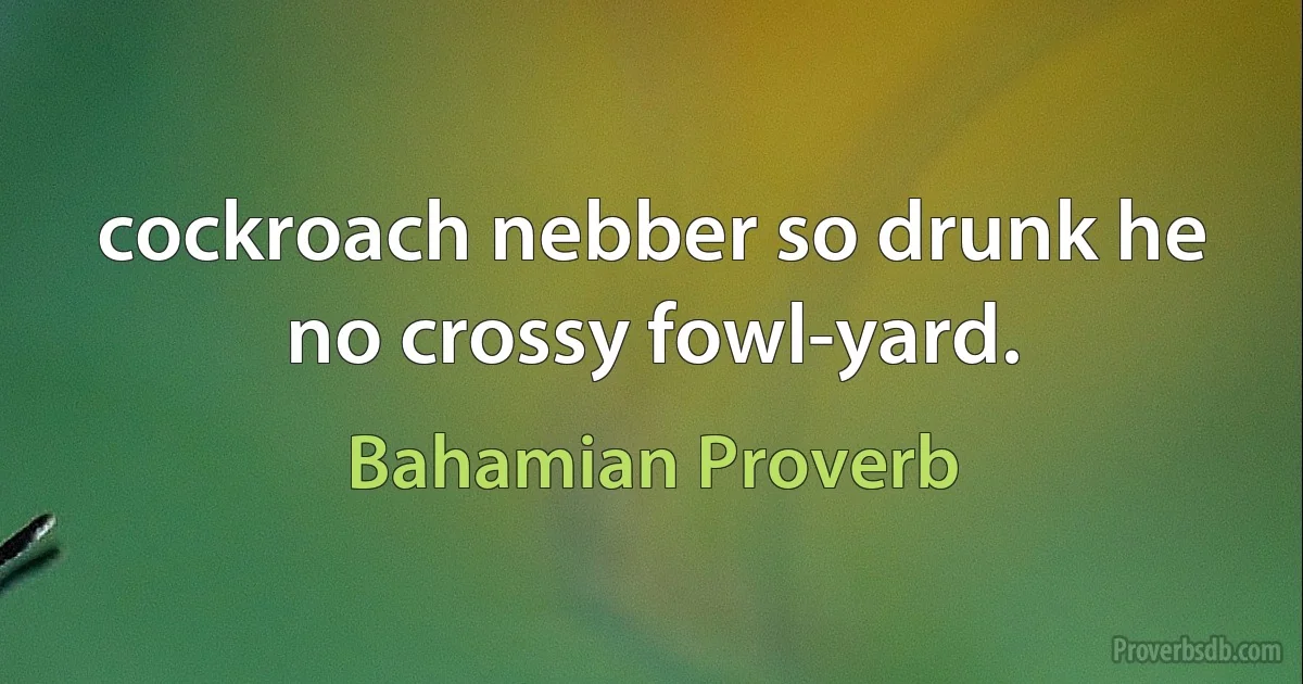 cockroach nebber so drunk he no crossy fowl-yard. (Bahamian Proverb)