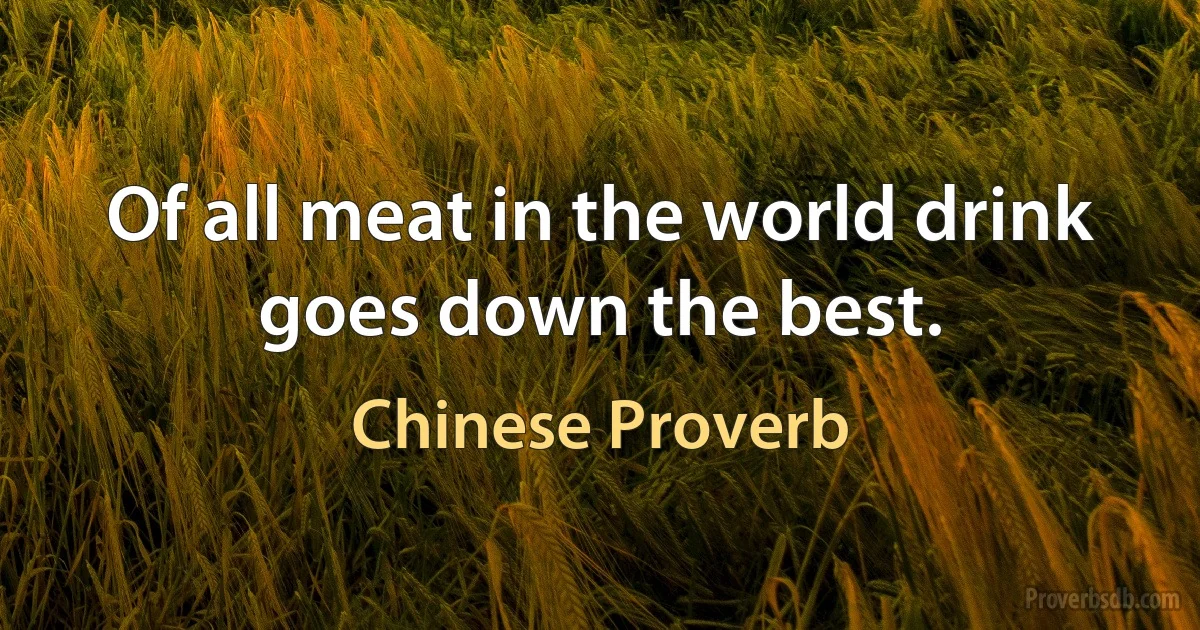 Of all meat in the world drink goes down the best. (Chinese Proverb)