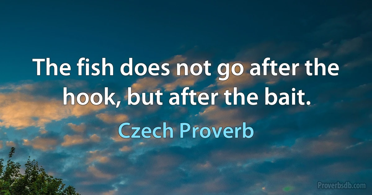 The fish does not go after the hook, but after the bait. (Czech Proverb)