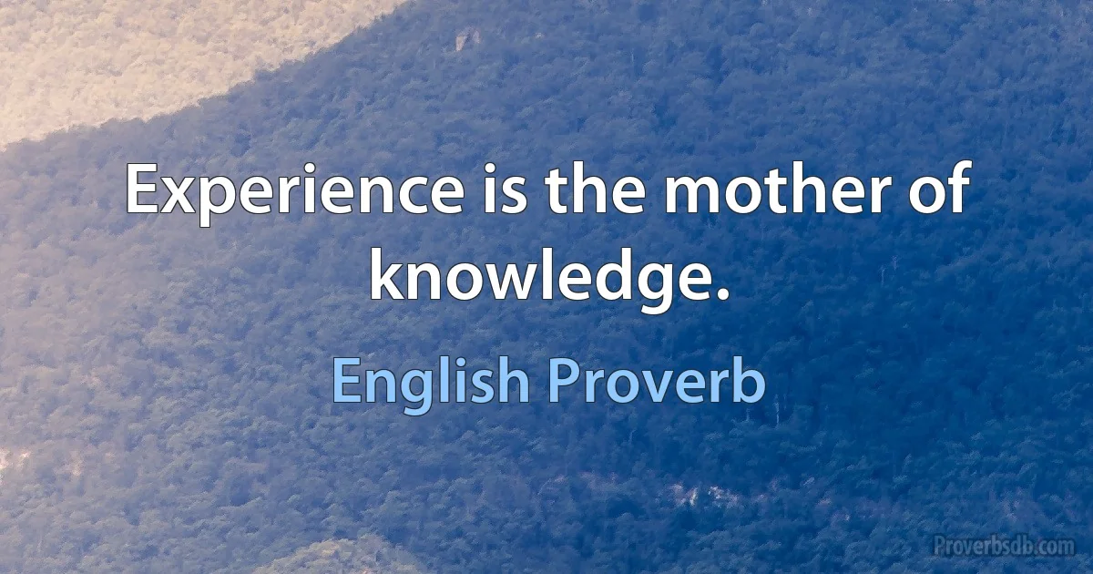 Experience is the mother of knowledge. (English Proverb)