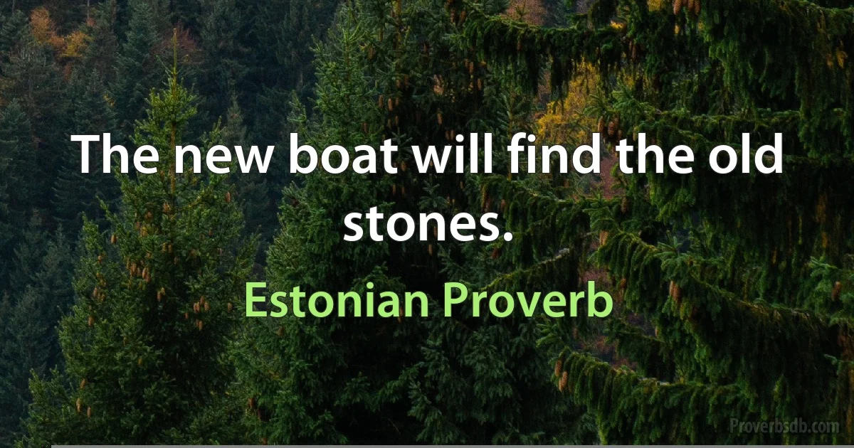 The new boat will find the old stones. (Estonian Proverb)