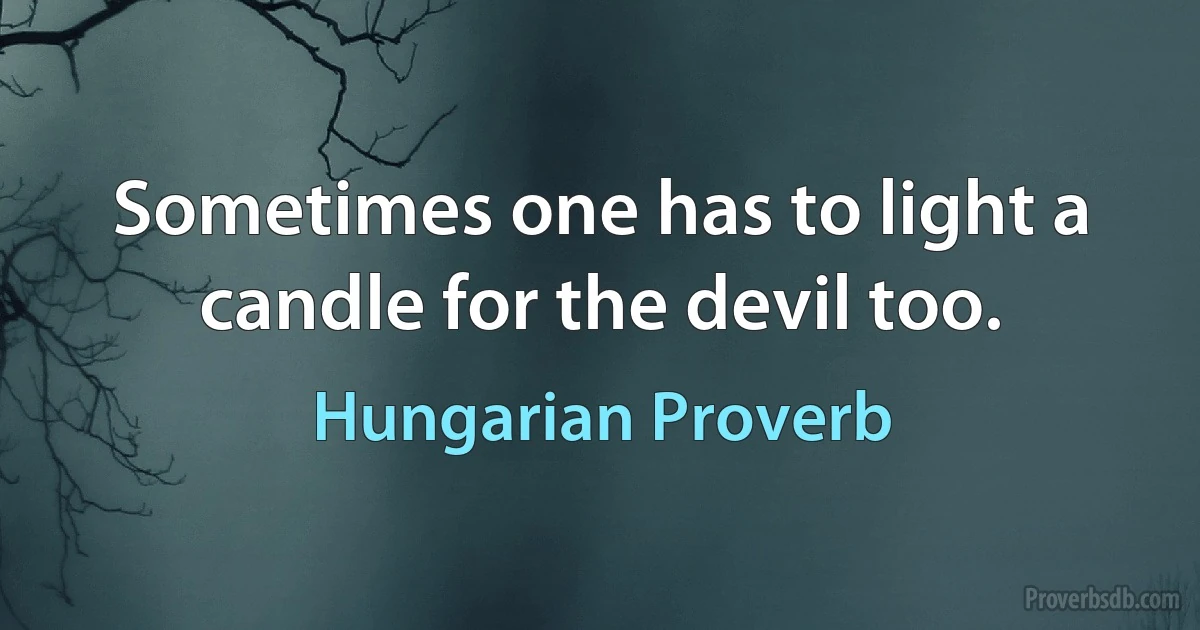 Sometimes one has to light a candle for the devil too. (Hungarian Proverb)