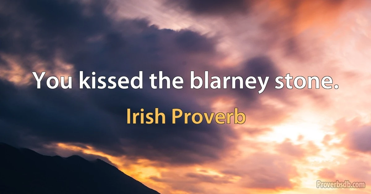 You kissed the blarney stone. (Irish Proverb)