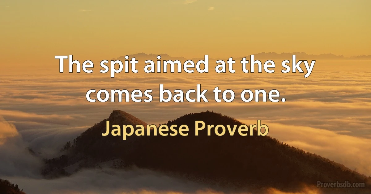 The spit aimed at the sky comes back to one. (Japanese Proverb)