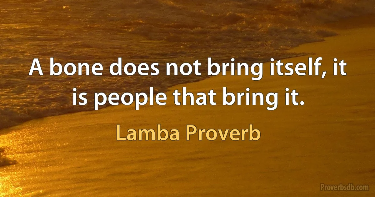 A bone does not bring itself, it is people that bring it. (Lamba Proverb)