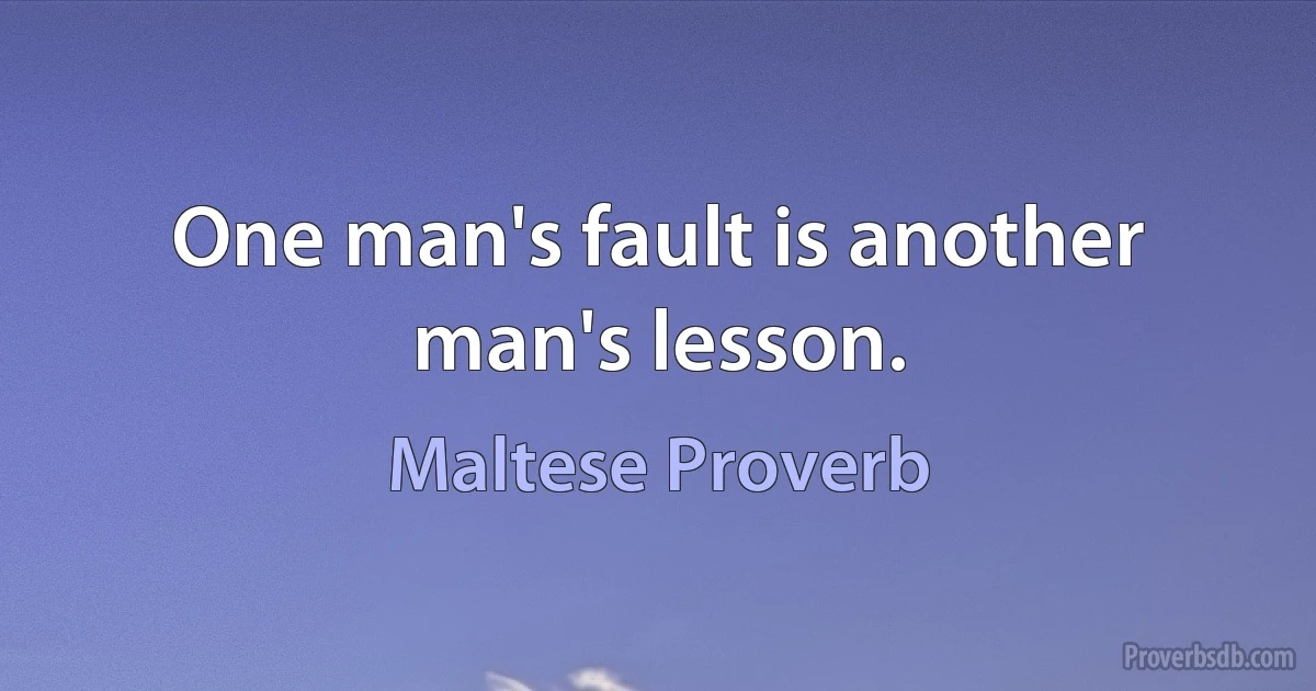 One man's fault is another man's lesson. (Maltese Proverb)