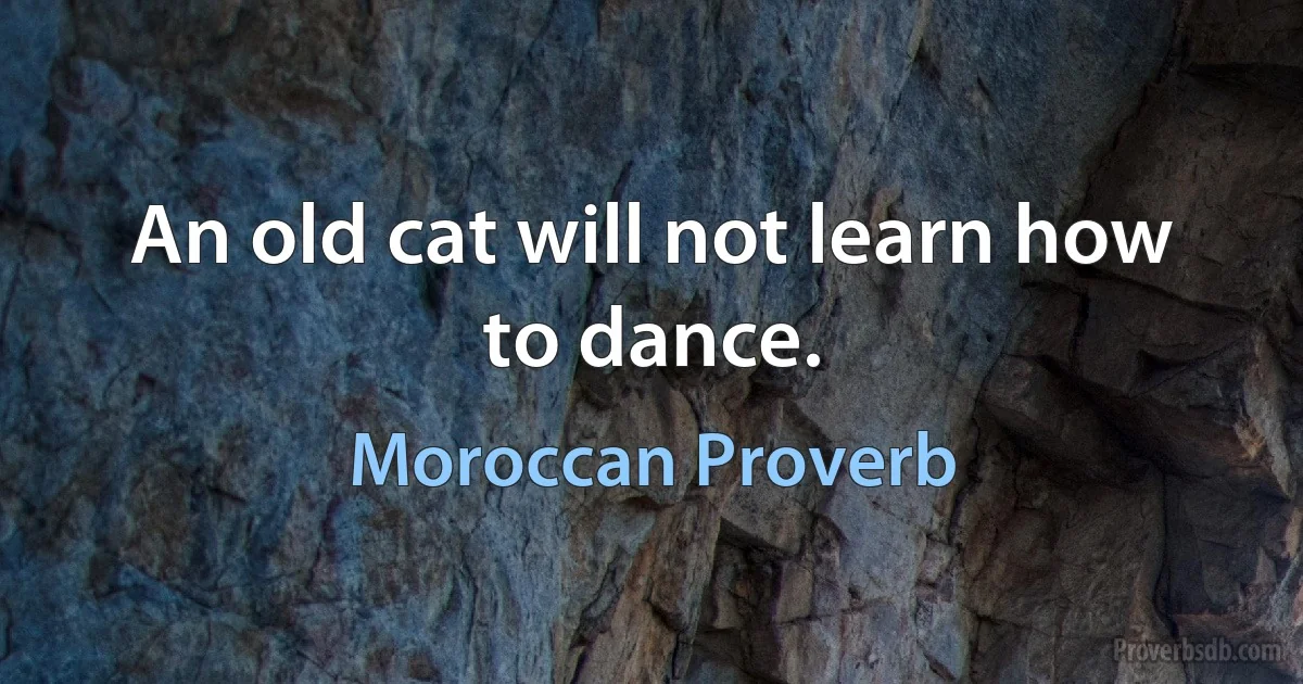 An old cat will not learn how to dance. (Moroccan Proverb)