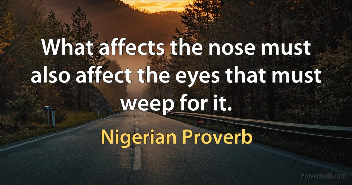 What affects the nose must also affect the eyes that must weep for it. (Nigerian Proverb)