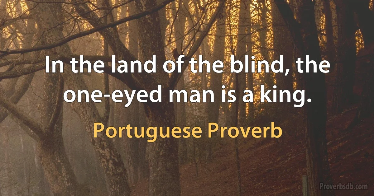 In the land of the blind, the one-eyed man is a king. (Portuguese Proverb)