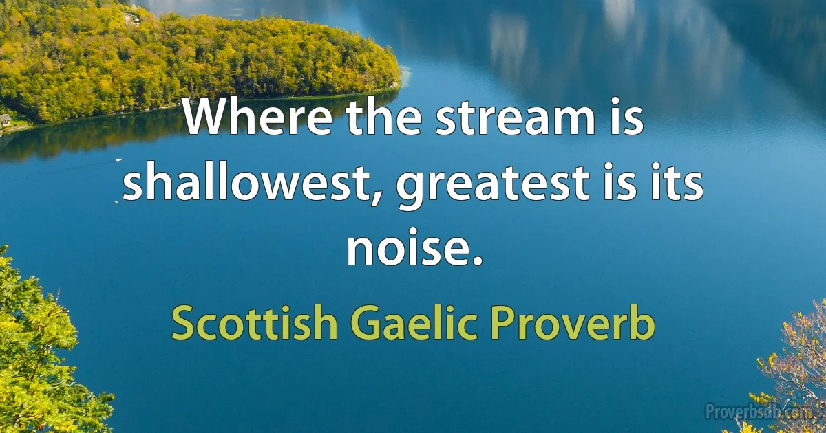 Where the stream is shallowest, greatest is its noise. (Scottish Gaelic Proverb)