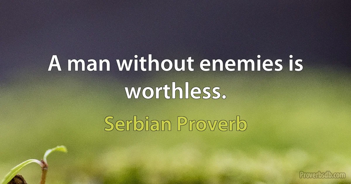 A man without enemies is worthless. (Serbian Proverb)