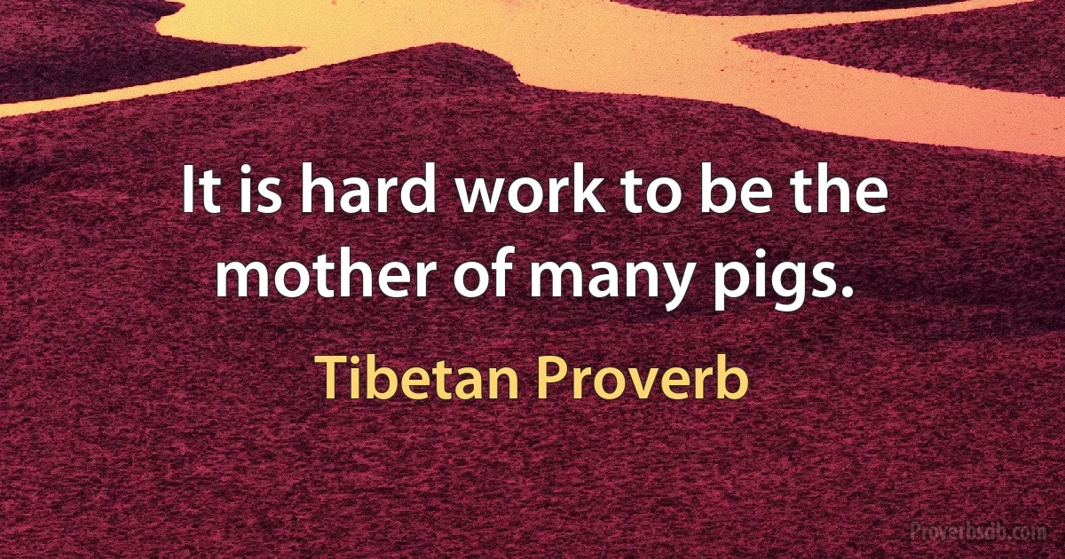 It is hard work to be the mother of many pigs. (Tibetan Proverb)