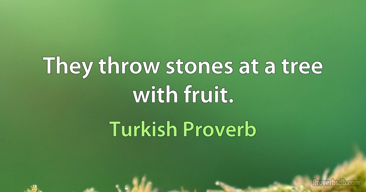 They throw stones at a tree with fruit. (Turkish Proverb)