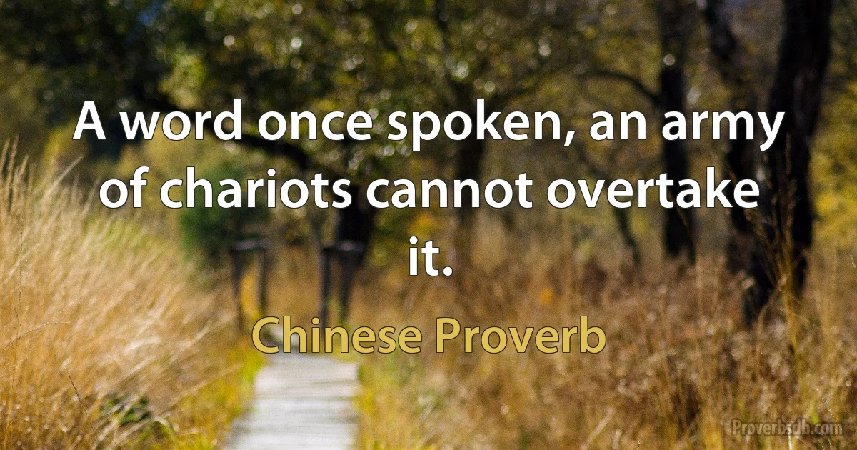 A word once spoken, an army of chariots cannot overtake it. (Chinese Proverb)