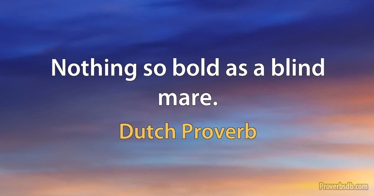 Nothing so bold as a blind mare. (Dutch Proverb)