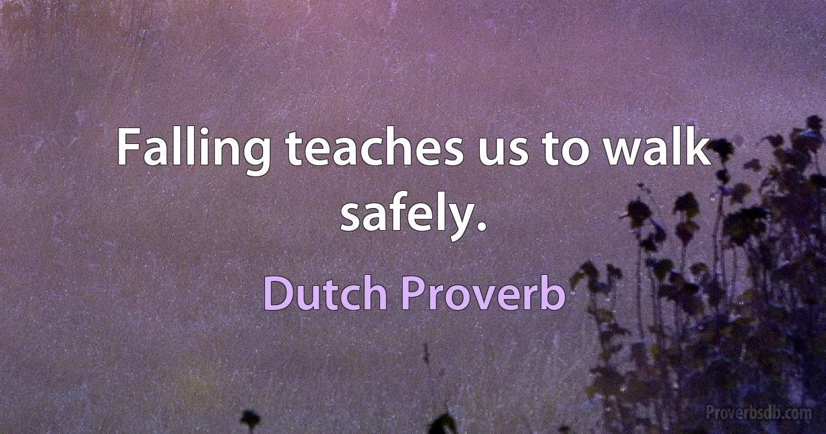 Falling teaches us to walk safely. (Dutch Proverb)