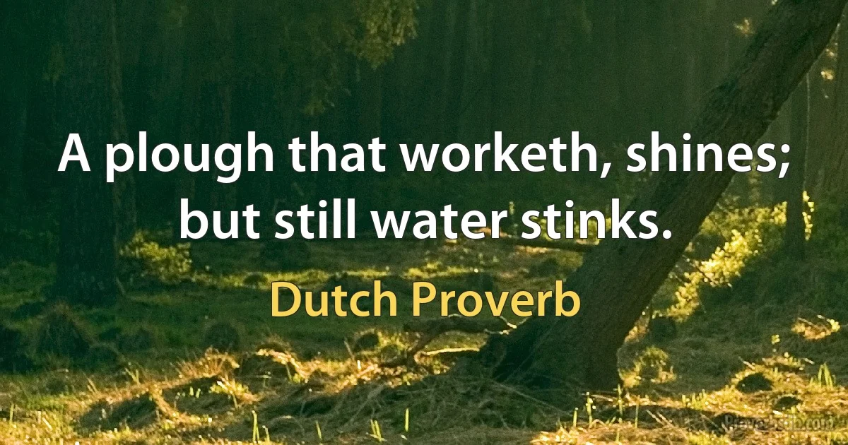 A plough that worketh, shines; but still water stinks. (Dutch Proverb)