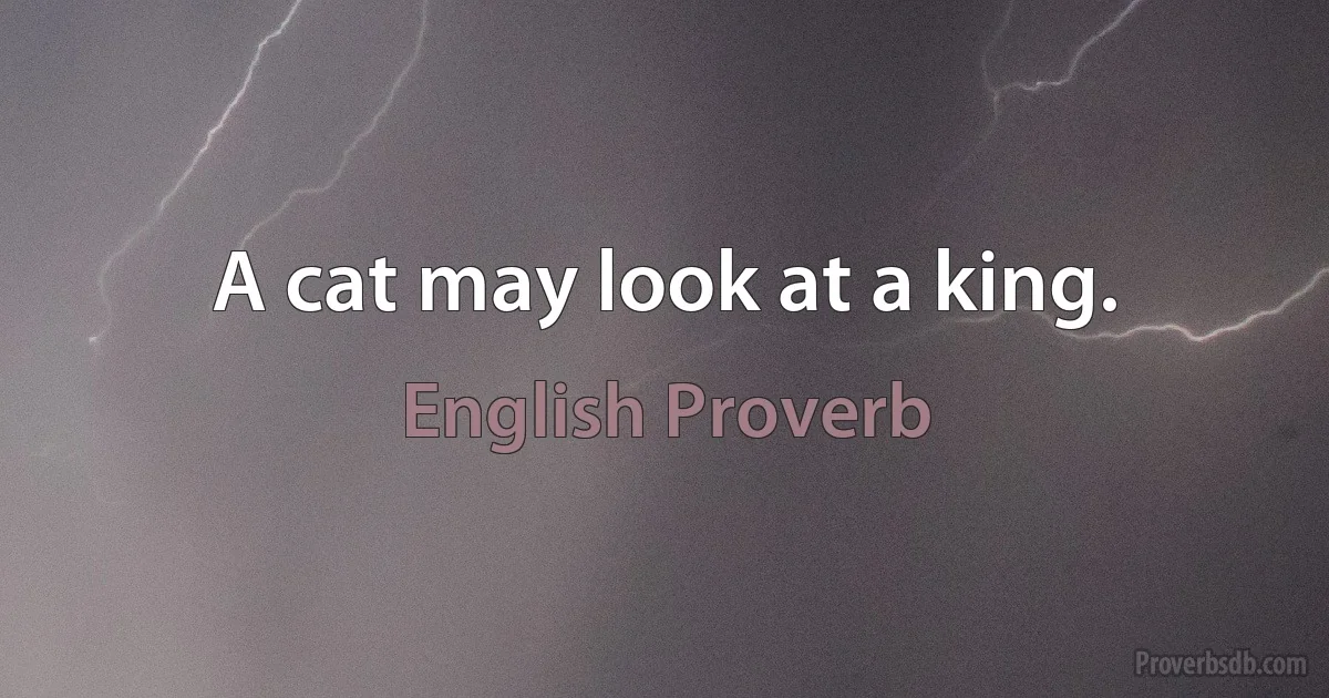 A cat may look at a king. (English Proverb)