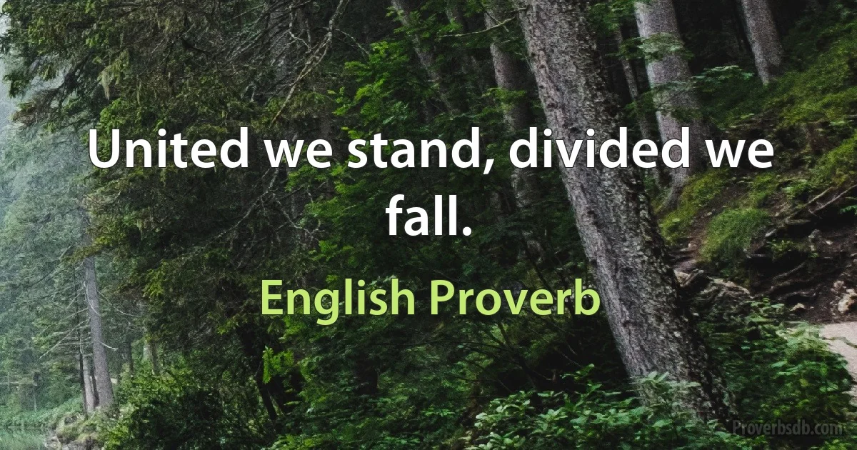 United we stand, divided we fall. (English Proverb)