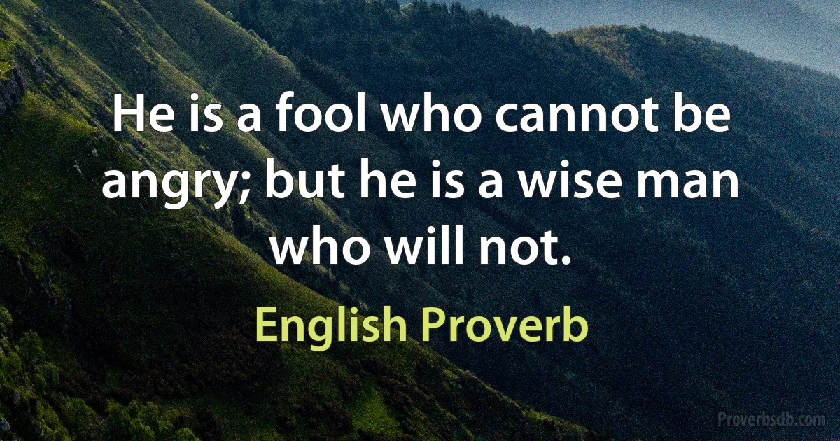 He is a fool who cannot be angry; but he is a wise man who will not. (English Proverb)