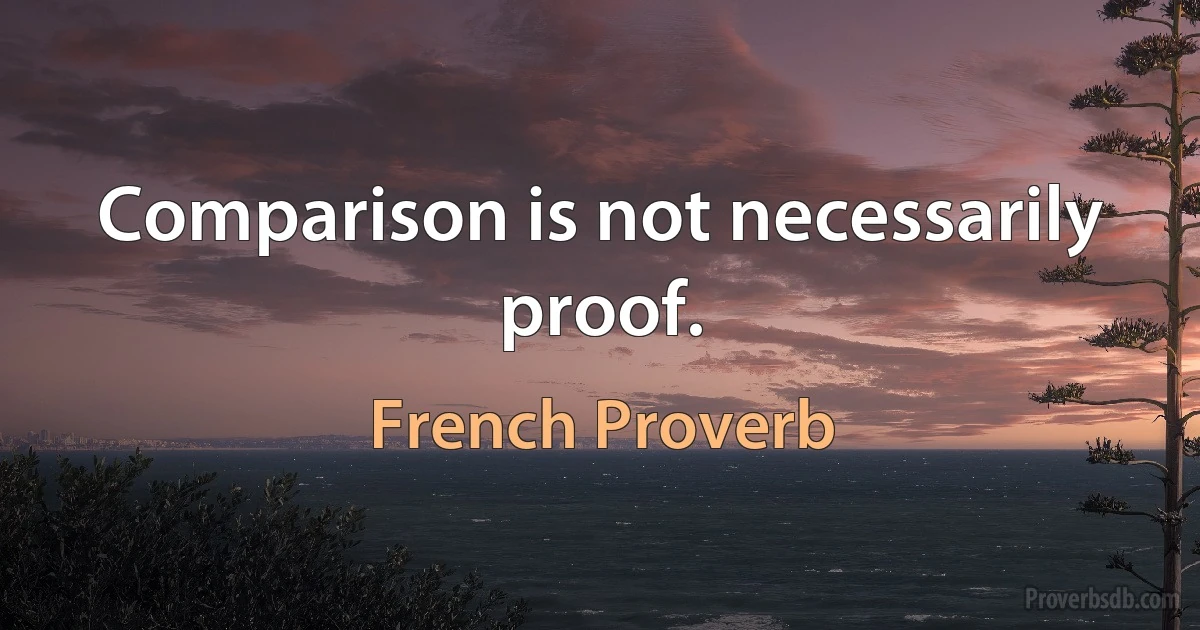 Comparison is not necessarily proof. (French Proverb)