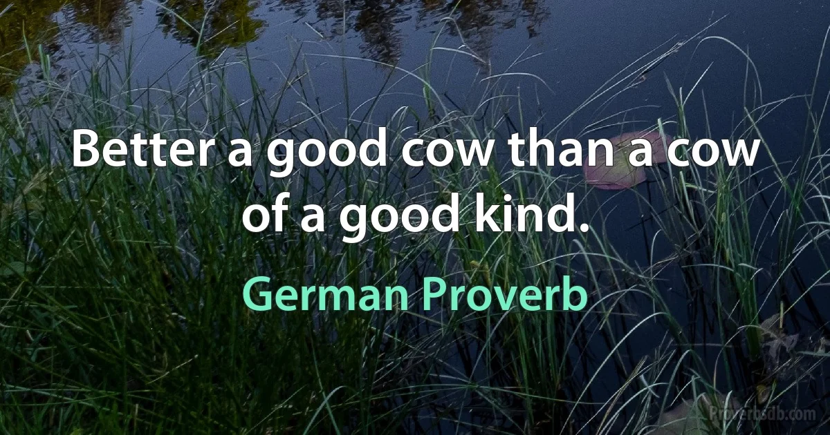 Better a good cow than a cow of a good kind. (German Proverb)