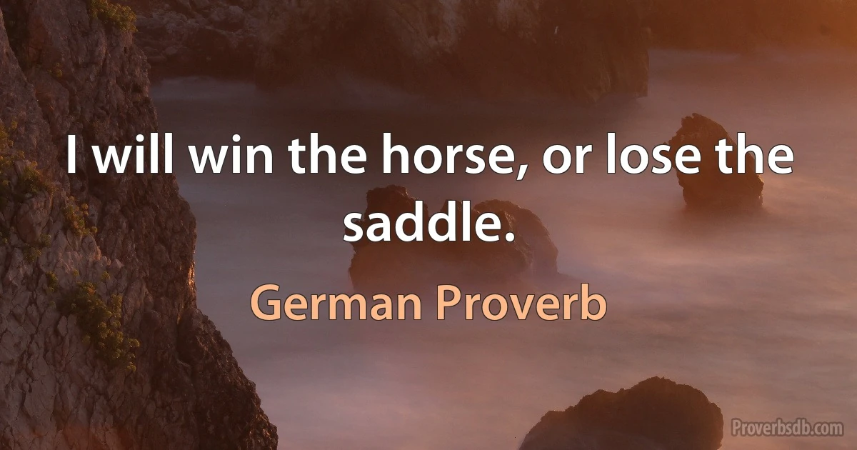 I will win the horse, or lose the saddle. (German Proverb)