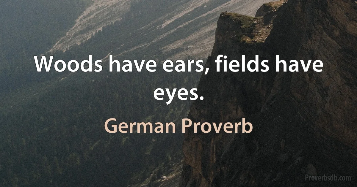 Woods have ears, fields have eyes. (German Proverb)