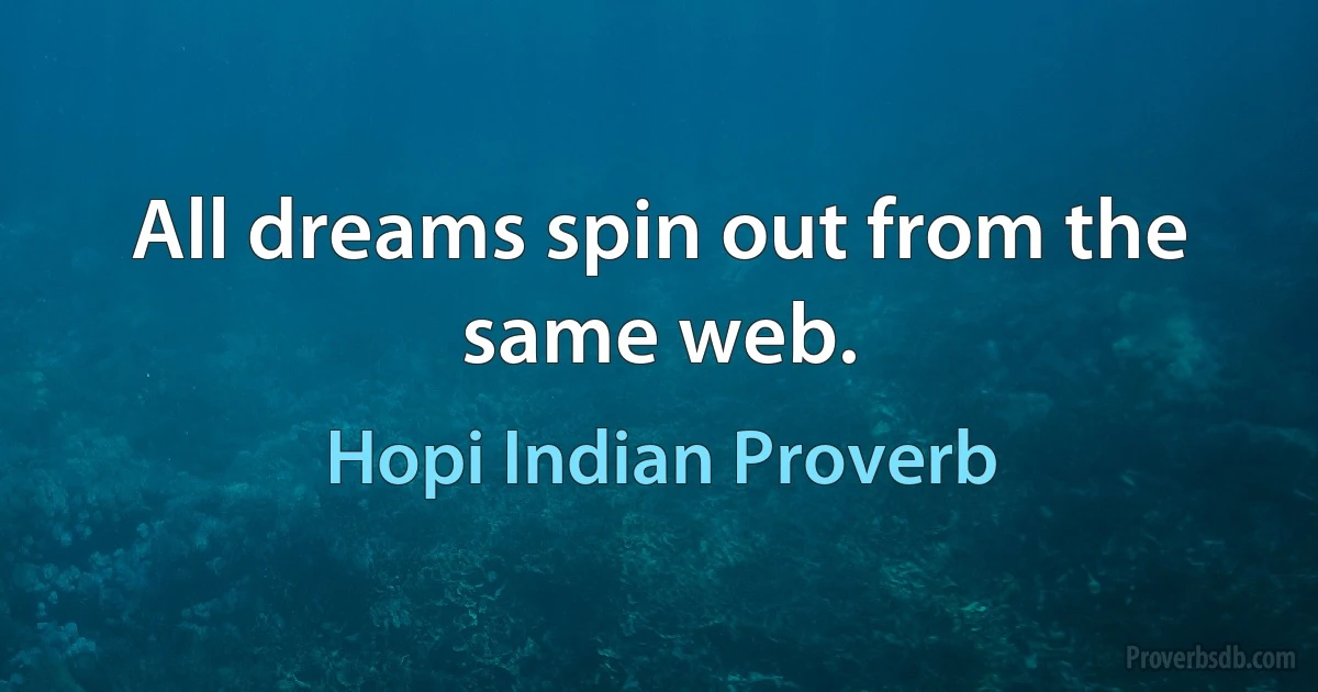 All dreams spin out from the same web. (Hopi Indian Proverb)