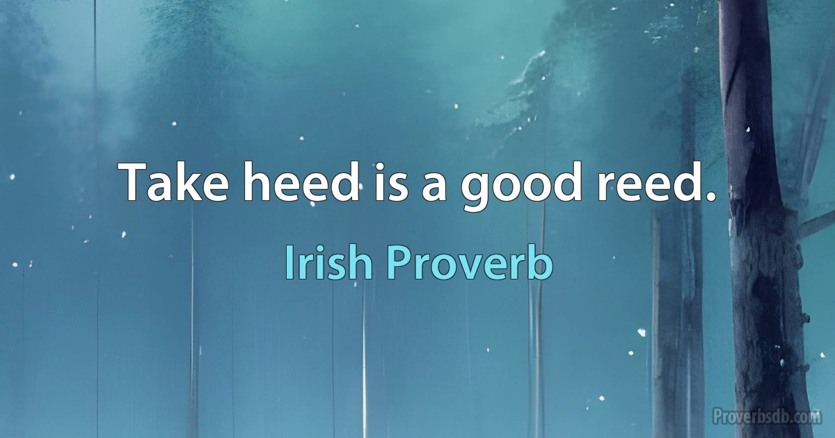 Take heed is a good reed. (Irish Proverb)