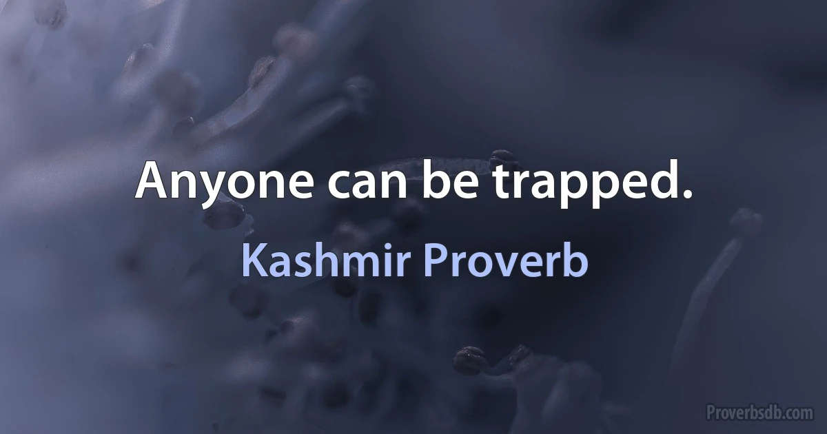 Anyone can be trapped. (Kashmir Proverb)