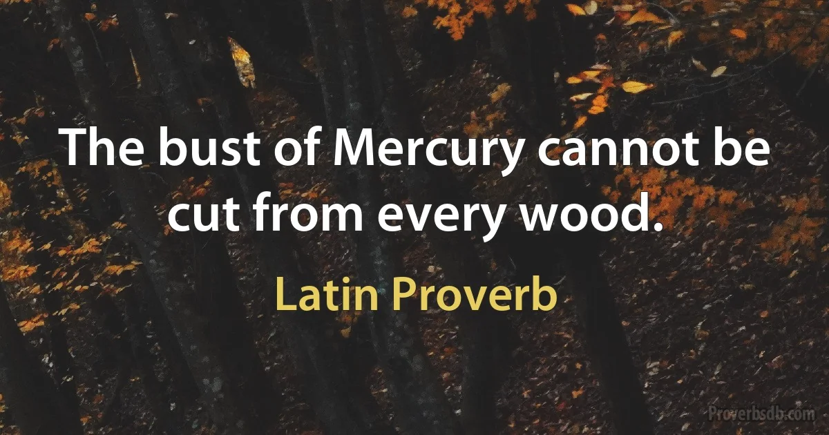 The bust of Mercury cannot be cut from every wood. (Latin Proverb)