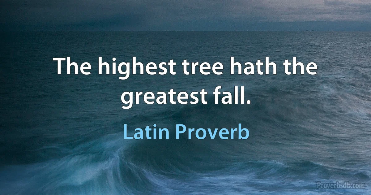 The highest tree hath the greatest fall. (Latin Proverb)