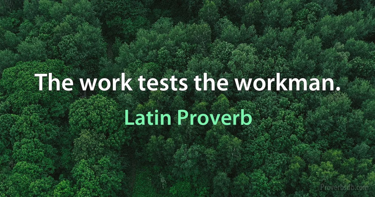 The work tests the workman. (Latin Proverb)