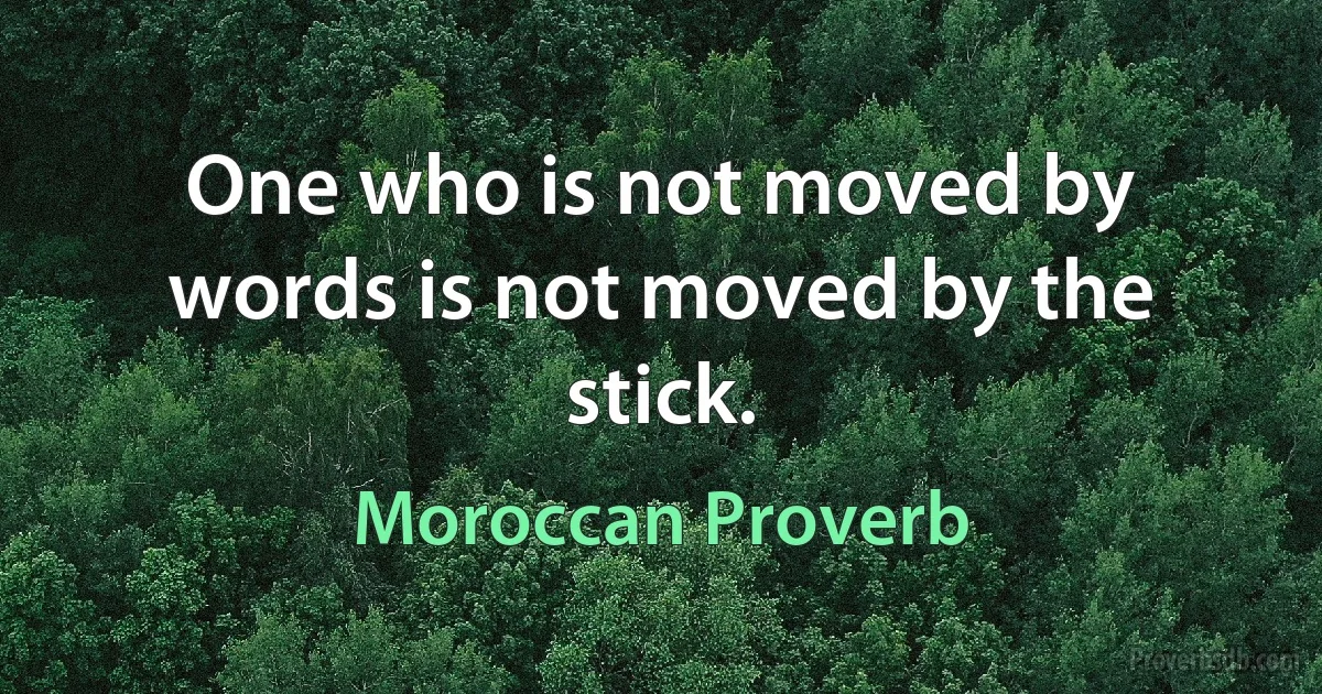 One who is not moved by words is not moved by the stick. (Moroccan Proverb)