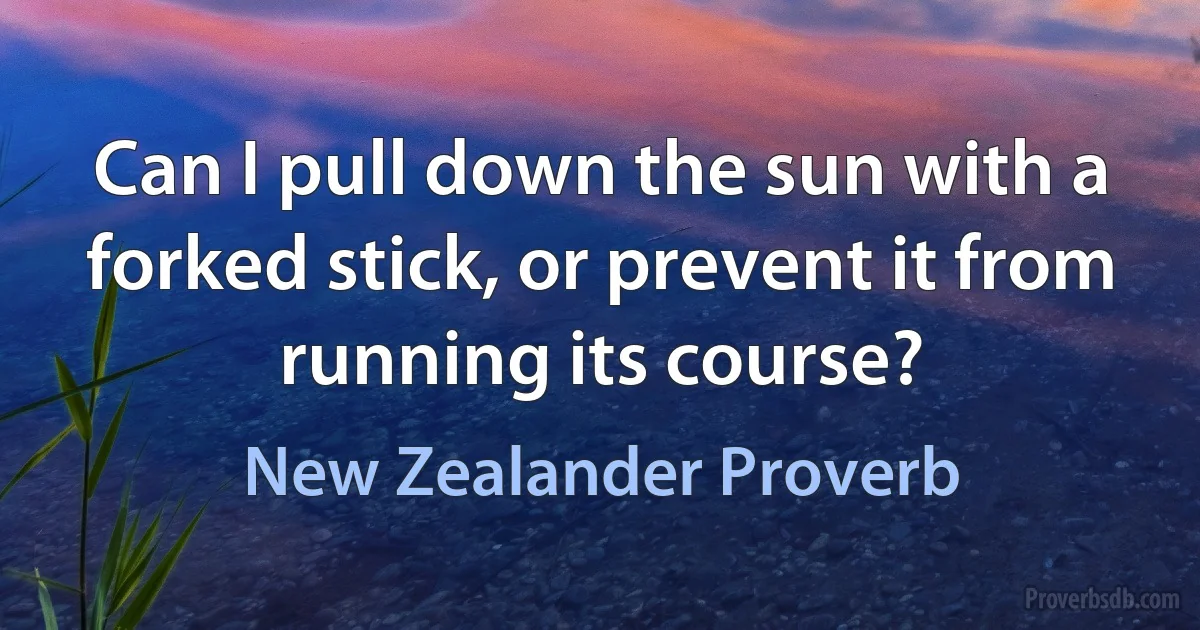 Can I pull down the sun with a forked stick, or prevent it from running its course? (New Zealander Proverb)