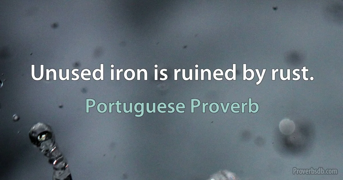 Unused iron is ruined by rust. (Portuguese Proverb)