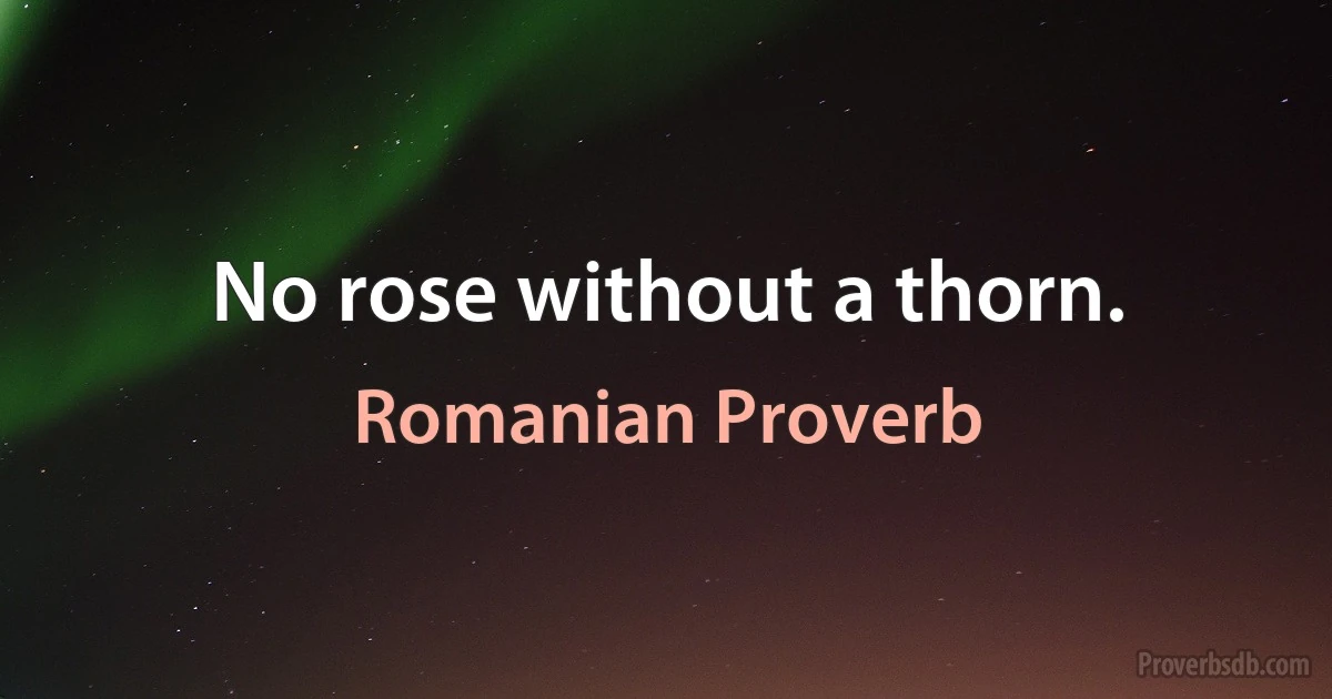 No rose without a thorn. (Romanian Proverb)