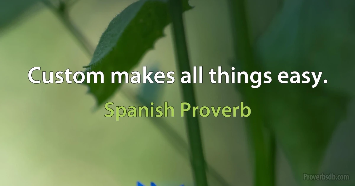 Custom makes all things easy. (Spanish Proverb)