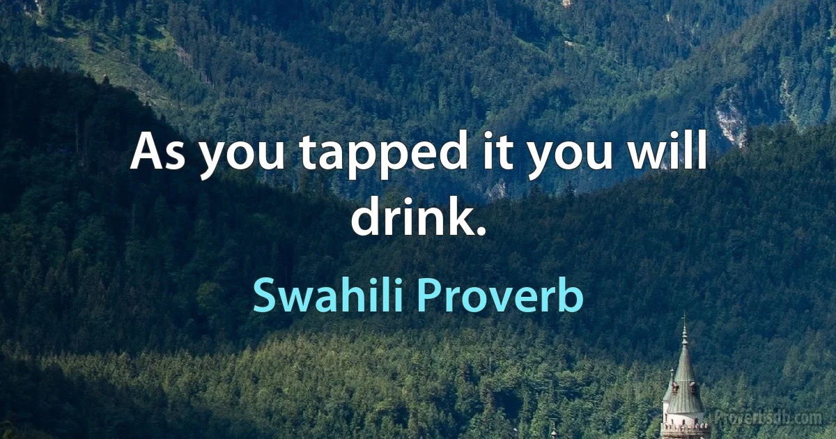 As you tapped it you will drink. (Swahili Proverb)