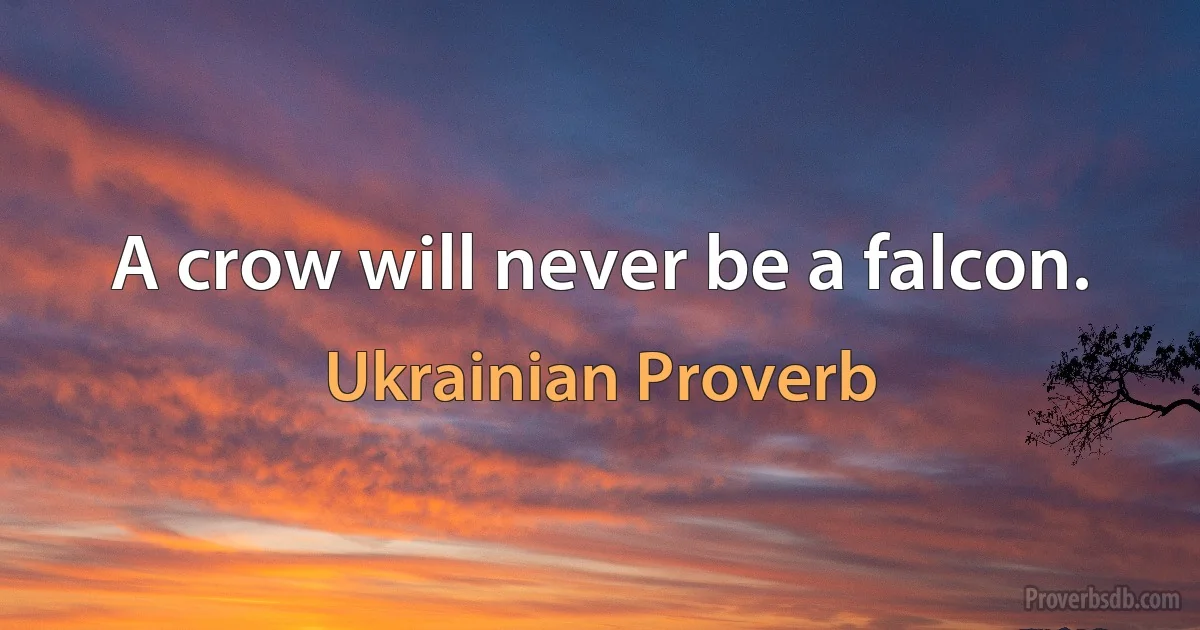 A crow will never be a falcon. (Ukrainian Proverb)