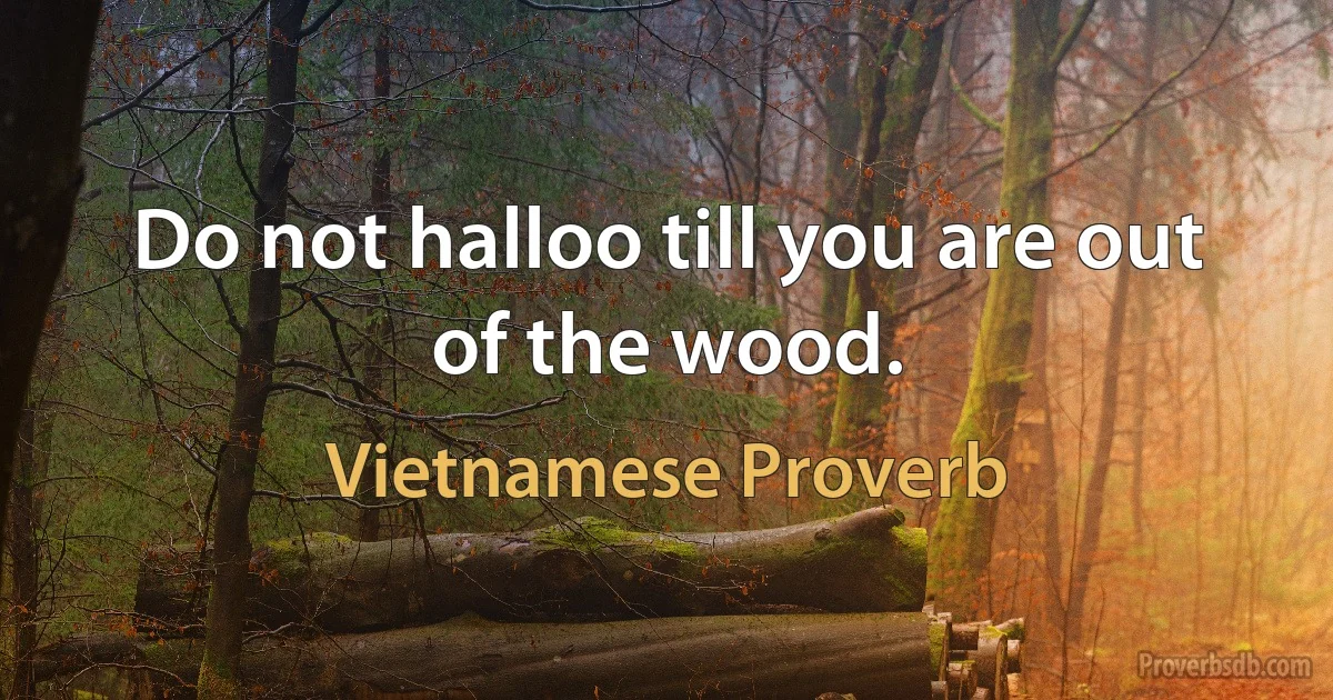 Do not halloo till you are out of the wood. (Vietnamese Proverb)