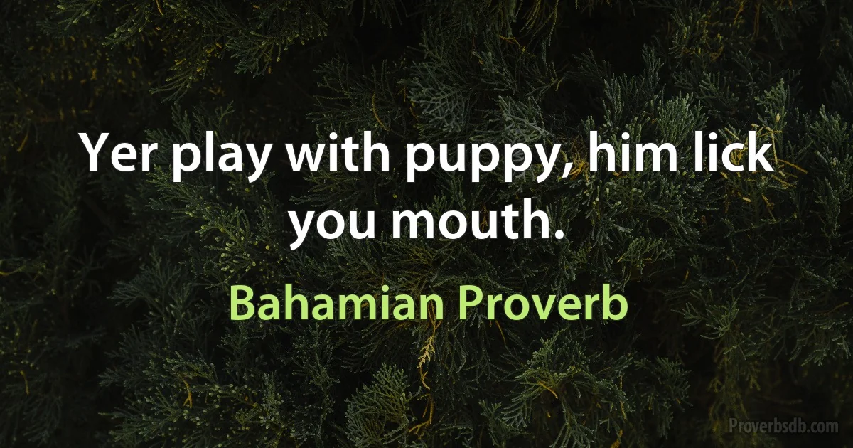 Yer play with puppy, him lick you mouth. (Bahamian Proverb)